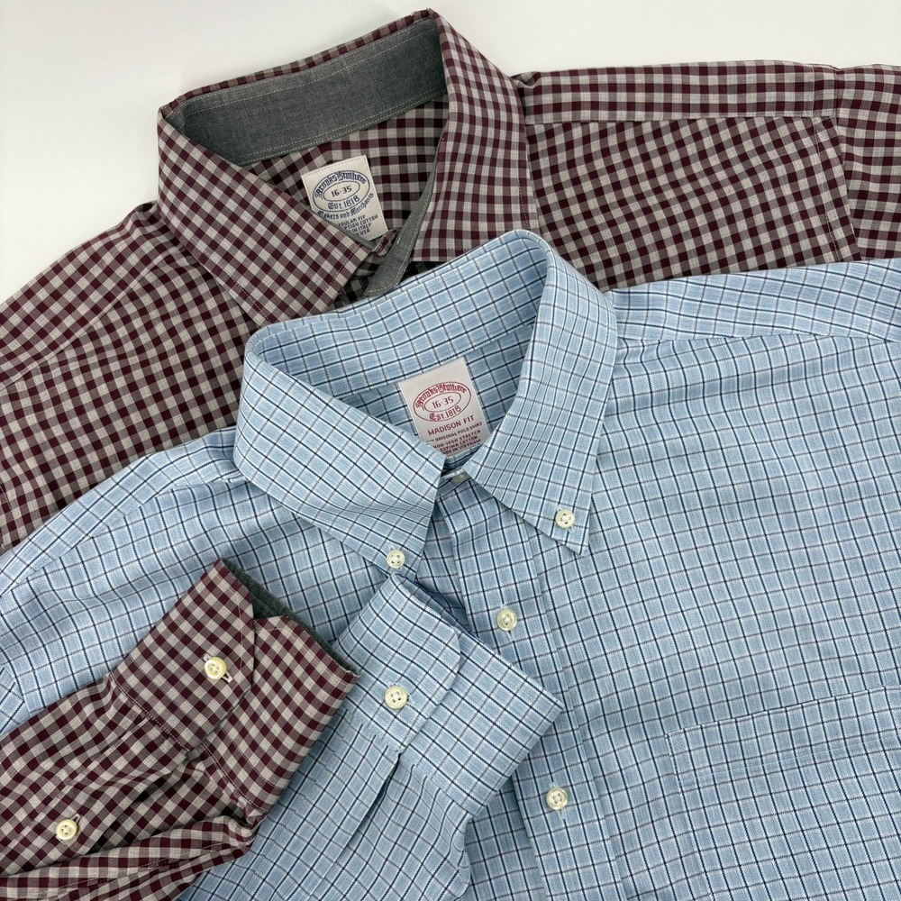 Brooks Brothers‎ Mens 16-35 Dress Shirt Bundle Madison Regular Fit Blue Burgundy